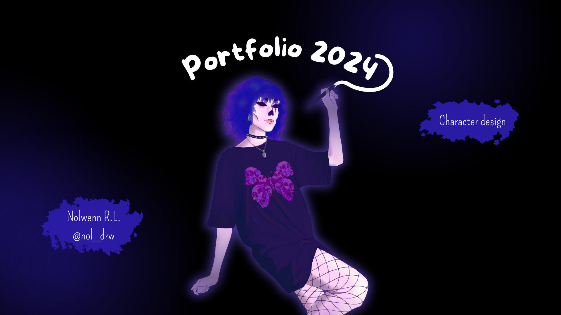 Tittle page. Portfolio 2024. Character design. Nolwenn R L. @nol_drw