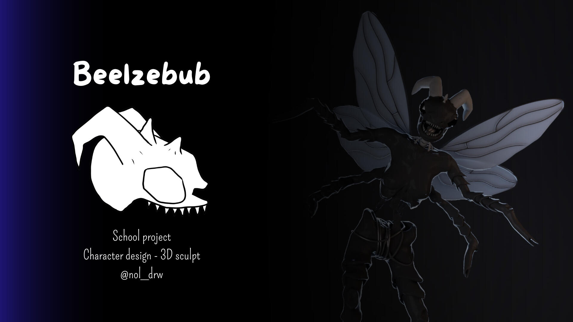 Beelzebub tittle page. School project: 3D sculpt a mythological creature